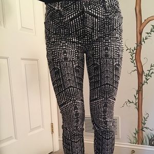 Super skinny black and white patterned jeans